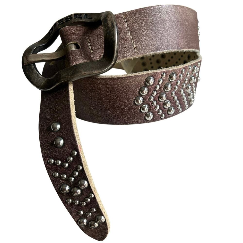 Diesel Studded Leather Belt Brown Size 85cm 34 
Made in Italy  Excellent
